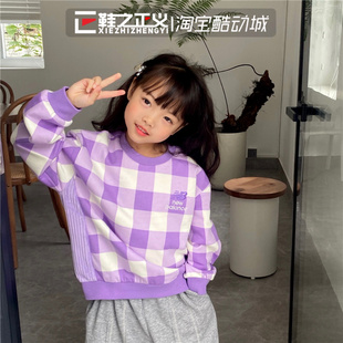 NEW BALANCE/NB儿童加厚上衣女童显白圆领套头加绒卫衣ND7CB44012