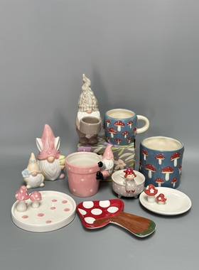 外贸孤品 可爱陶瓷 装饰摆件 花盆 置物杯店铺家居样板房另类装饰