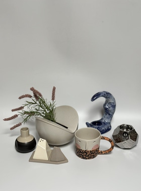 外贸 北欧风陶瓷装饰摆件 花瓶 调料罐 烛台 店铺会所样板房装饰