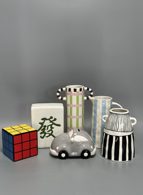 外贸孤品 陶瓷 装饰摆件 存钱罐 花瓶 店铺家居样板房另类装饰