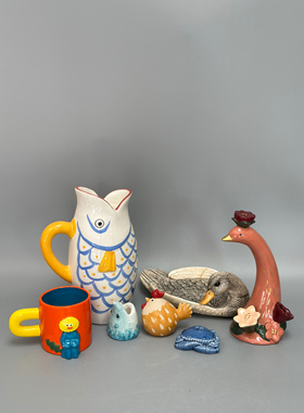 外贸孤品 动物系列陶瓷创意装饰摆件 花瓶 店铺会所家居装饰摆件