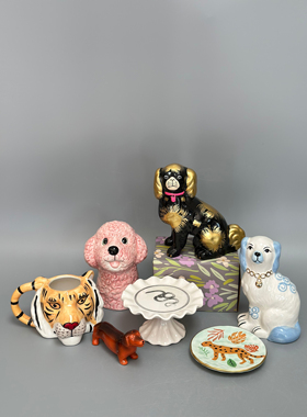 外贸孤品 动物系列陶瓷装饰摆件 置物盘 店铺会所家居装饰摆件