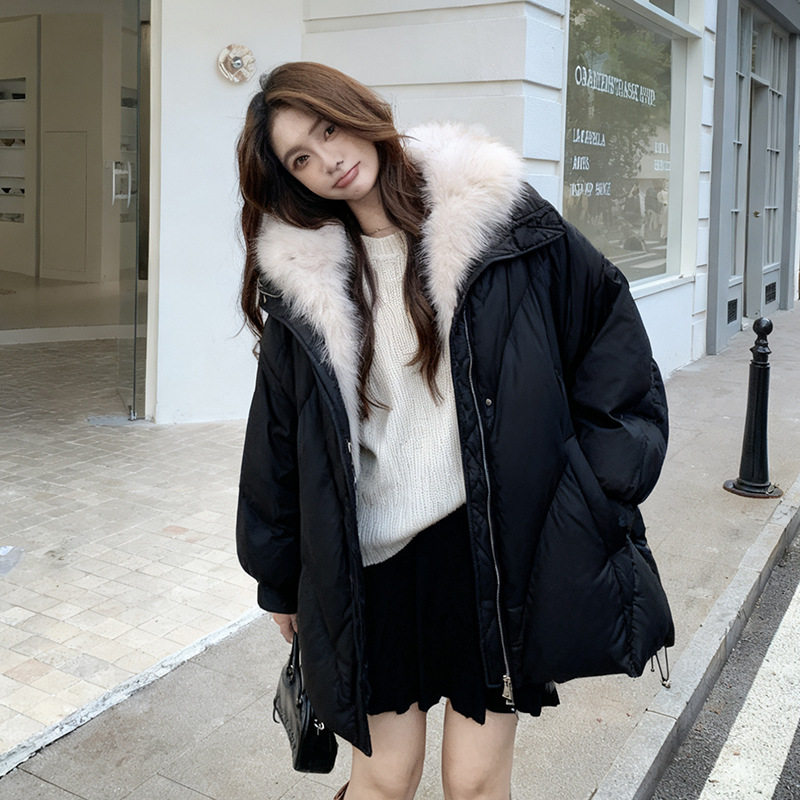 2025狐狸毛领特大码300斤孕妇可穿加肥加大遮肚显瘦奢华羽绒服249