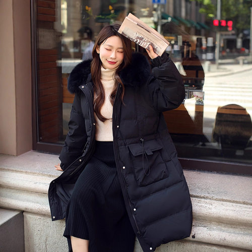 2025新款胖妹妹特大码女装200斤显瘦收腰狐狸毛领长款羽绒服潮218