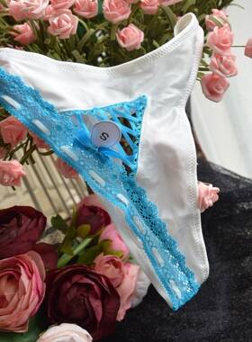 清仓美国AP白色 丝光 丝带情节 丁字裤底内裤兔女郎的诱惑M/L/XL
