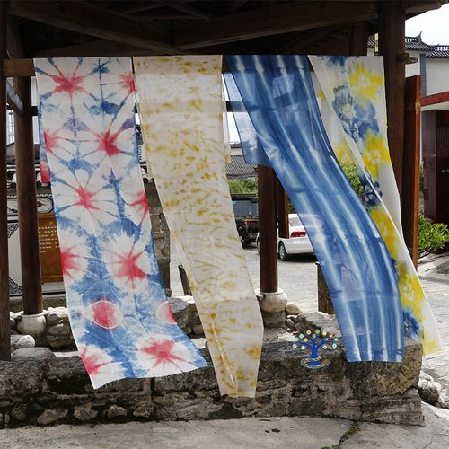 扎染纱幔扎染装饰布蓝言九折