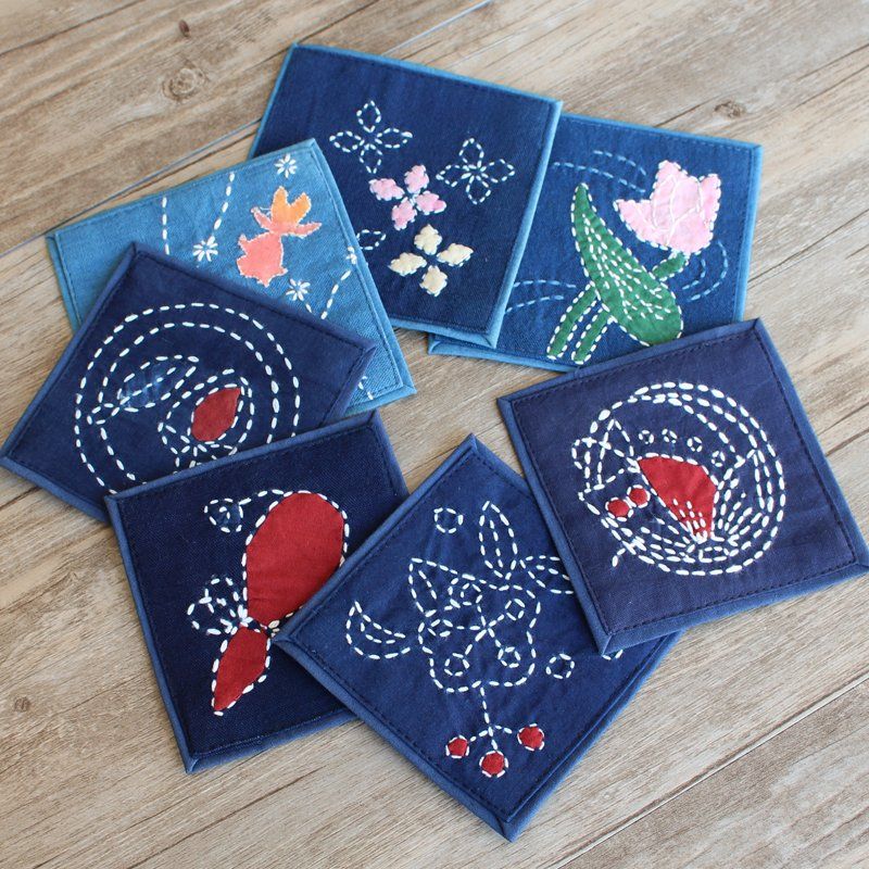 创意手工刺绣咖啡茶道棉麻杯垫布艺碗垫隔热垫餐桌垫简约满包邮