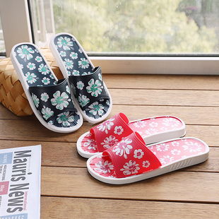 夏季老式经典大花白底拖鞋轻便防臭浴室洗澡防滑怀旧外穿一字拖鞋