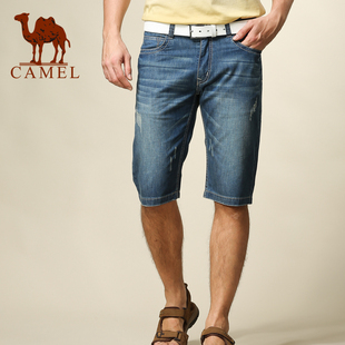 【非卖品】camel骆驼男装 夏季新款 直筒牛仔短裤 短款猫须时尚