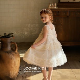 女童亮闪公主风网纱连衣裙夏季小飞袖亮片生日蛋糕裙仙女风蓬蓬裙