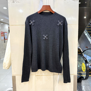 打底衫 181 显瘦羊毛针织衫 珍珠订蕾丝蝴蝶结立领弹力修身 秋 1121