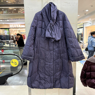 羽绒服欧货冬装 高腰A字长款 刺绣刺绣V领流苏盘扣围脖款 女 5282