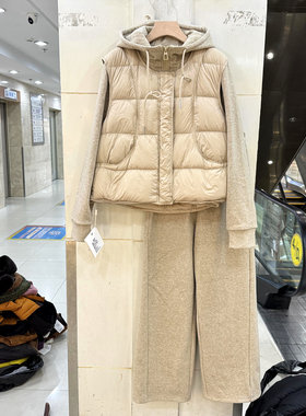 摩登风暴B26130 加绒连帽卫衣羽绒服马甲外套+直筒裤休闲厚三件套