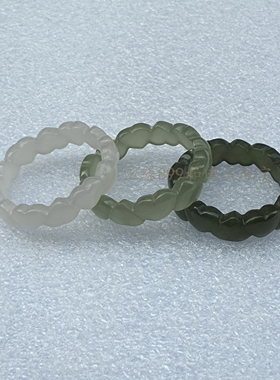 心心相印和田玉爱心指环情侣款