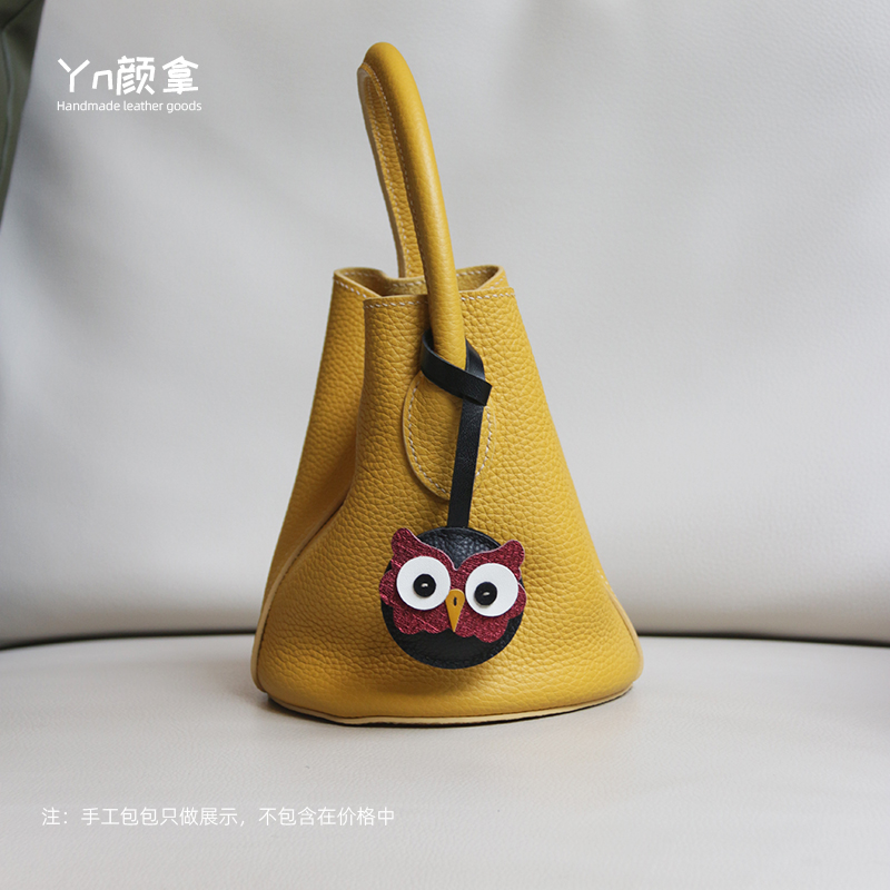 纯手工牛皮猫头鹰包包挂件汽车钥匙扣链可爱女生书包挂饰背包吊坠