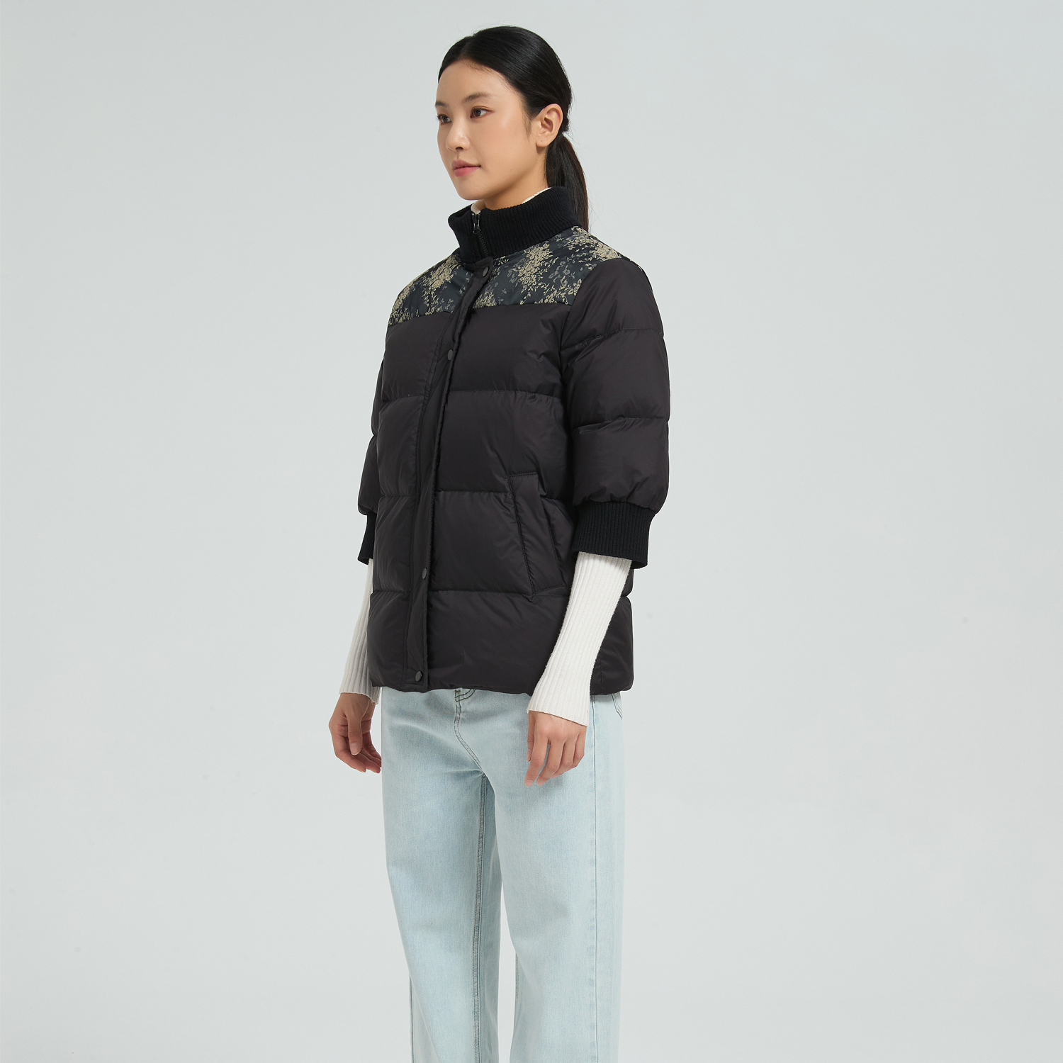 羽绒服半袖冬季立领短袖干活居家