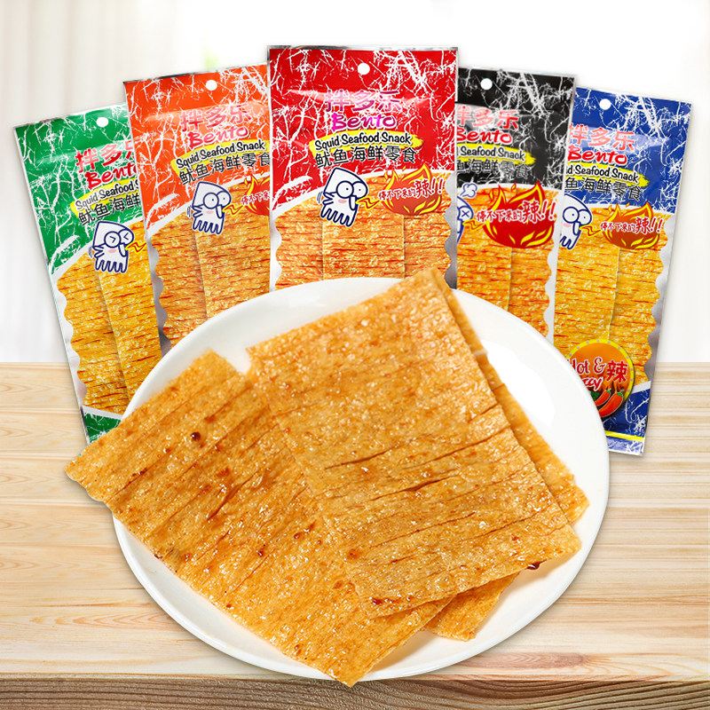 泰国进口零食 拌多乐 香蒜/甜辣/海苔/泰式超辣味鱿鱼片鱿鱼干20g