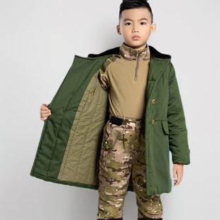 新款儿童军棉绿大衣男童女童加厚小孩老式军棉袄童装冬季棉服外套