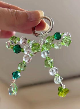 超透k9 5A华子水晶蝴蝶结春天绿色手机链ccd相机挂绳轻奢爆款挂绳