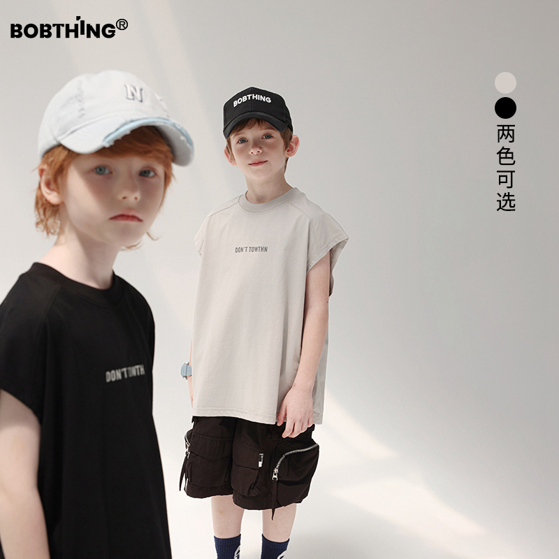 男童夏装小字母简约无袖t恤背心