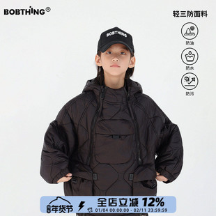 男童冬装斜拉链设计感棉衣连帽夹棉外套儿童加厚保暖棉服童装棉袄