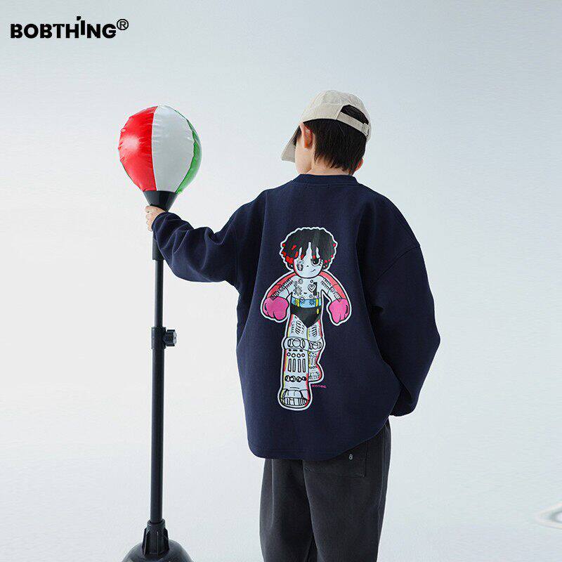 机器人印花男童秋装卡通T恤长袖上衣儿童春秋打底衫棉体恤童装潮