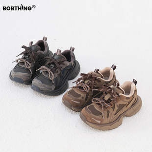 儿童个性双鞋带二棉老爹鞋软底男童冬季加绒跑鞋中大童运动鞋子潮