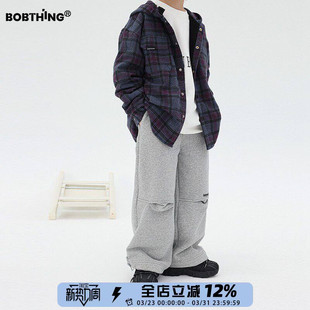 儿童膝盖个性设计直筒裤一体银狐绒运动裤男童冬季加厚卫裤潮裤子