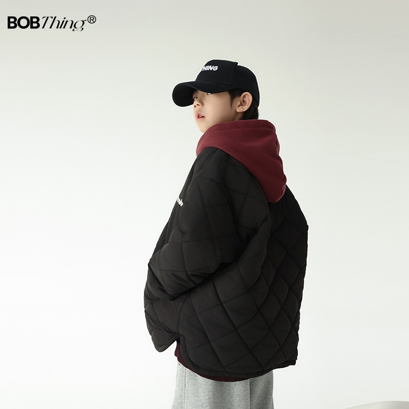 男童经典菱格棉衣棒球服夹棉外套