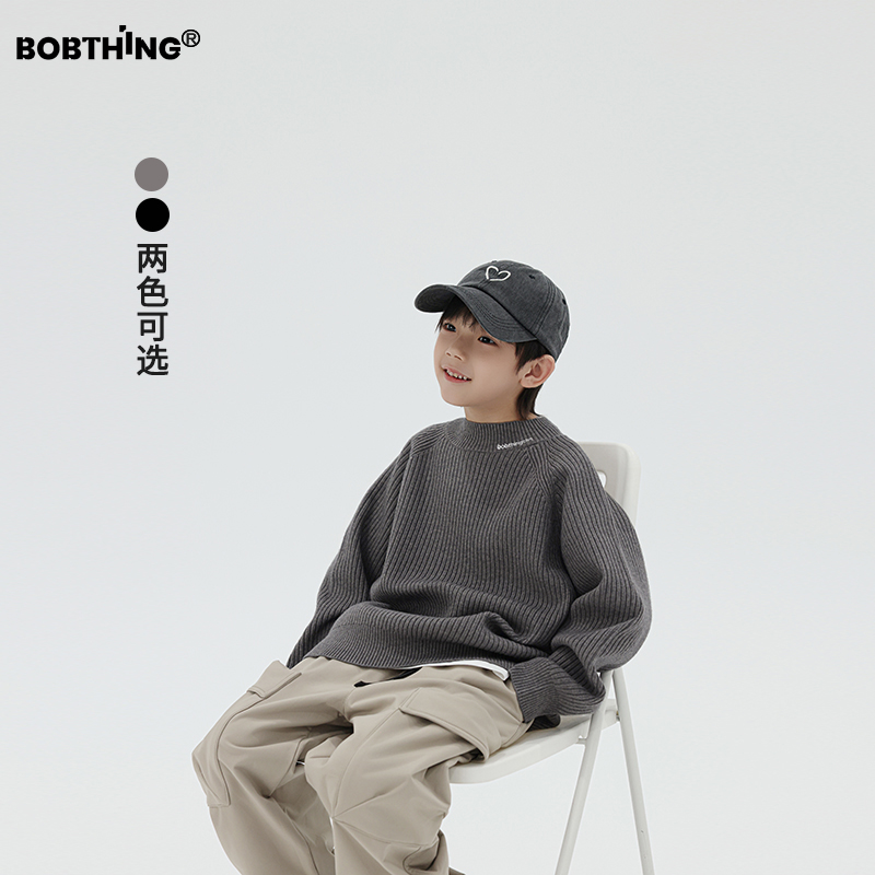 男童基础纯色毛衣半高领打底衫潮
