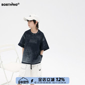 印花短袖 t恤男童夏装 复古风上衣帅气半袖 儿童仿牛仔色个性 童装 潮