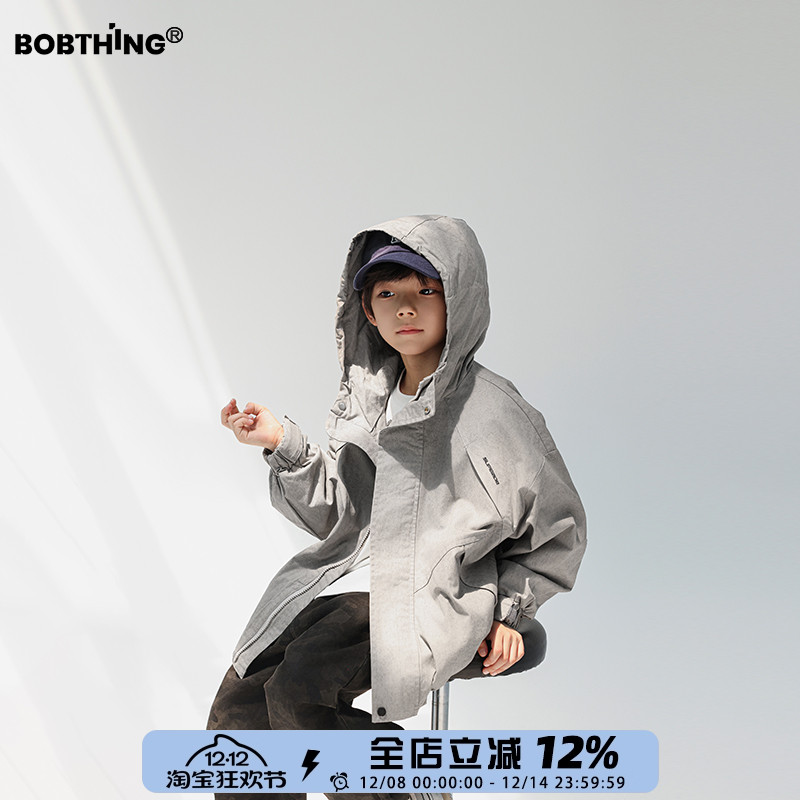 男童春秋工装风连帽外套防风开衫