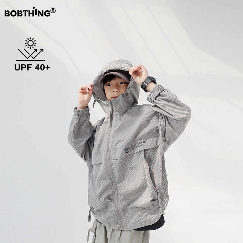 男童夏装2025新款儿童装高品质细条纹防晒衣中大童轻薄空调衫外套