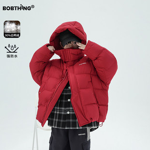 儿童高质感红色羽绒服加厚连帽外套防水男童冬装白鸭绒保暖上衣潮