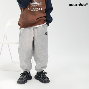 刺绣logo儿童冬款一体绒卫裤百搭长裤男童加厚运动裤童装针织裤子