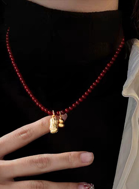 新中式轻奢红色福禄生花吊坠