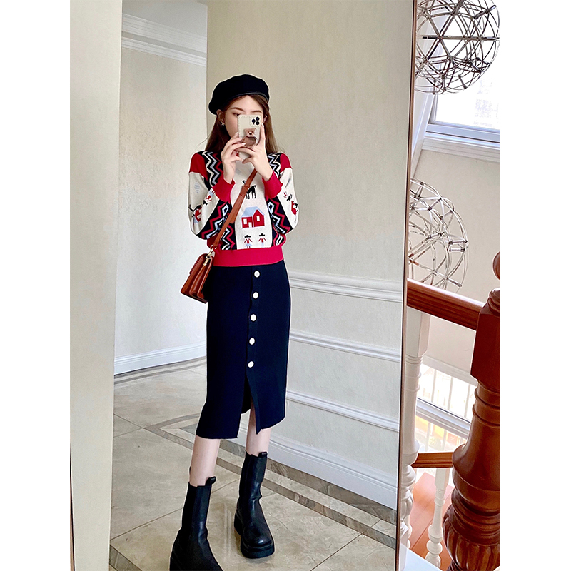 毛衣半身裙套装裙女装2023新款秋冬御姐时尚气质针织套装女两件套