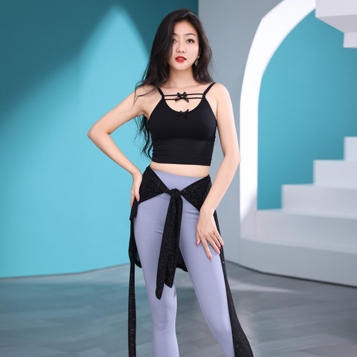 肚皮舞裤子2024新款春夏舞蹈练功裤子女健身弹力瑜伽蜜桃臀修身裤