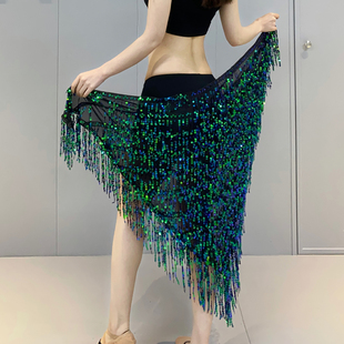 肚皮舞练功服腰链臀巾2024年新款裹裙亮片流苏西米重工鼓舞演出服