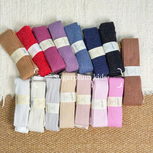 现货法国collegien女童闪亮银丝连裤 袜宝宝打底袜 袜坑条连裤