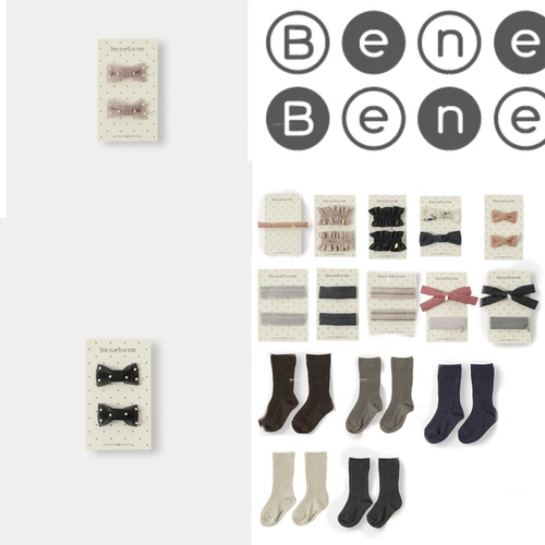 现货 韩国bene bene 26秋冬新款 拜拜夹 珍珠蝴蝶结发夹袜子 配饰