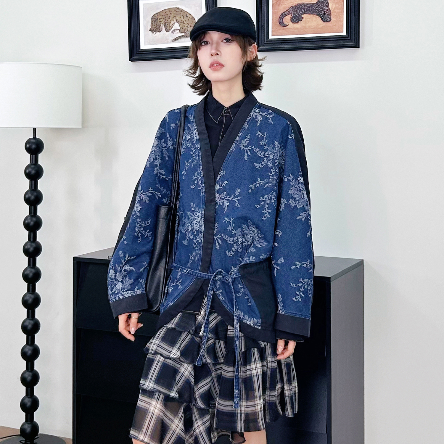 画粉原创国风提花牛仔开衫外套