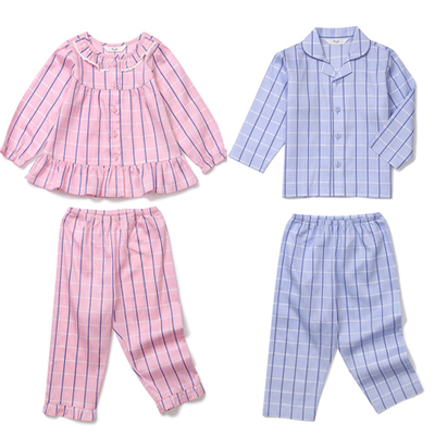 童装韩国格子家居服睡衣套装