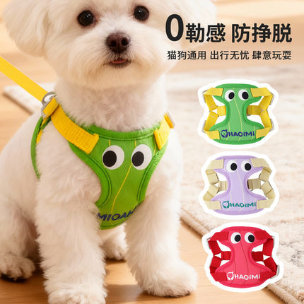 狗狗牵引绳背心小型熊博美泰迪小狗比熊幼犬背带遛狗绳狗链子