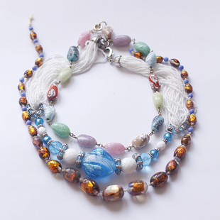 如意|意大利威尼斯Art Deco纯手工穆拉诺欧泊琉璃中古董长项链女