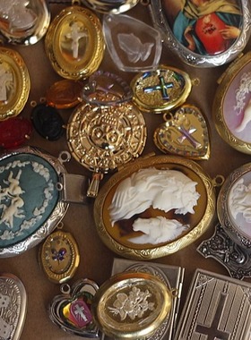 如意|欧美国进口回流老库存复古中古董人物相片盒吊坠项链vintage