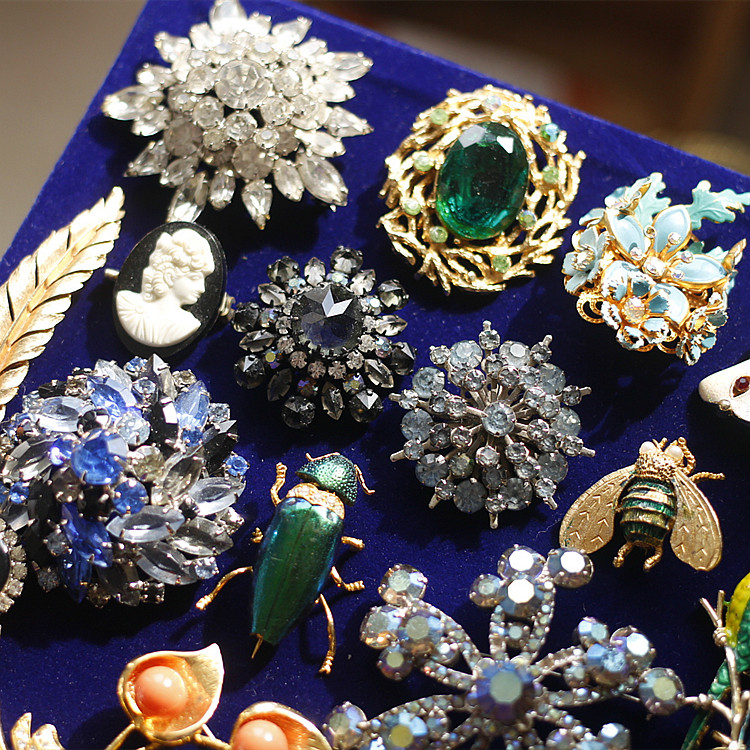 欧美进口回流中古优雅气质trifari打标vintage复古大衣胸针帽针女