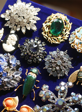 欧美进口回流中古优雅气质trifari打标vintage复古大衣胸针帽针女