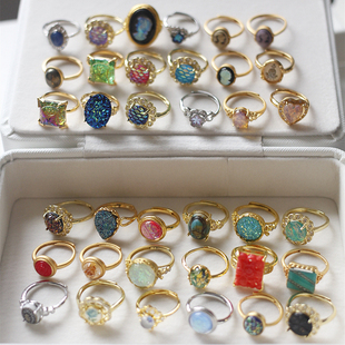 如意|欧美中古董美人像cameo老琉璃宝石活口可调节戒指vintage女