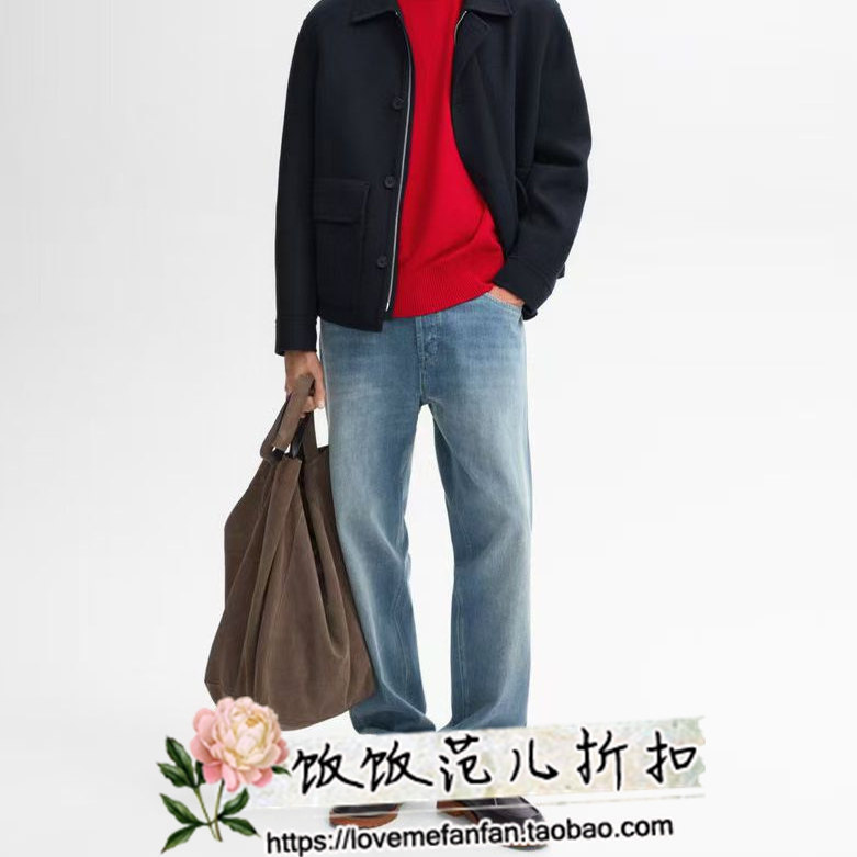 西班牙男装双面羊毛呢夹克质感外套男士秋冬新款商务休闲翻领上衣
